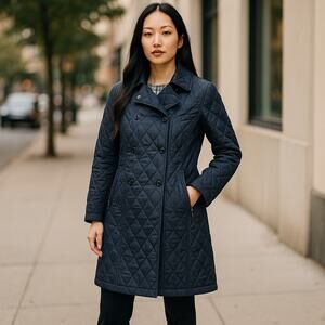 Burberry London Jacket Womens Large Black Nova Check Lined Quilted Jacket Italy